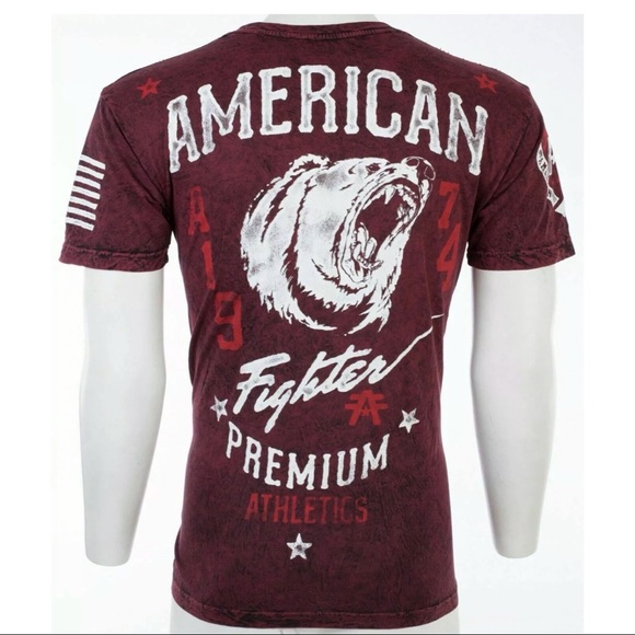 AMERICAN FIGHTER Cincinnati Burgundy Athletic Fit Mens Crewneck T-shirt L XL NWT - Picture 8 of 10